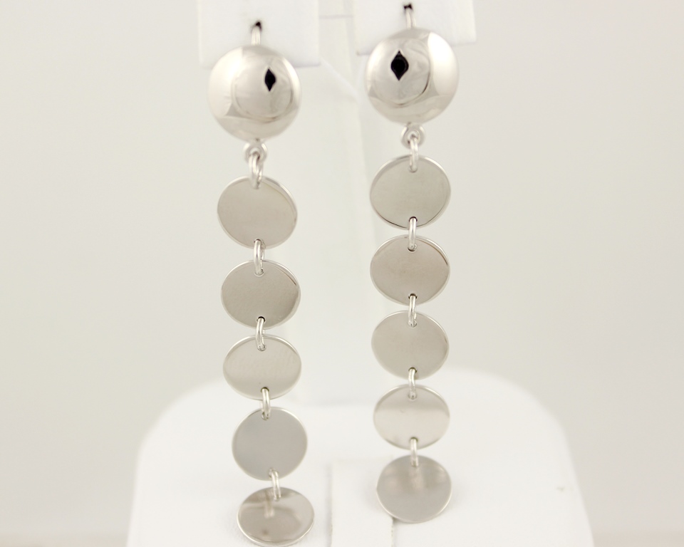 Серебряные серьги 925 проба. Женские серьги круги свисающие. 400065с 